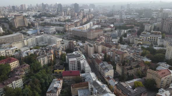 Cityscape of Kyiv, Ukraine. Aerial View, Slow Motion