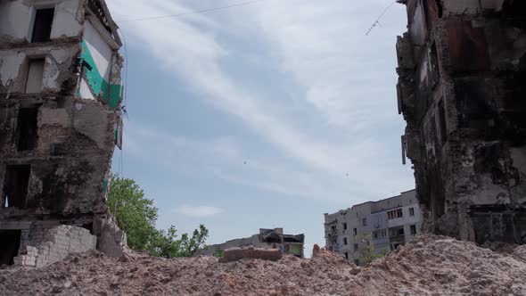 Borodyanka Ukraine  a Destroyed Building During the War Bucha District