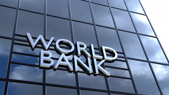 Glass world bank building. alt