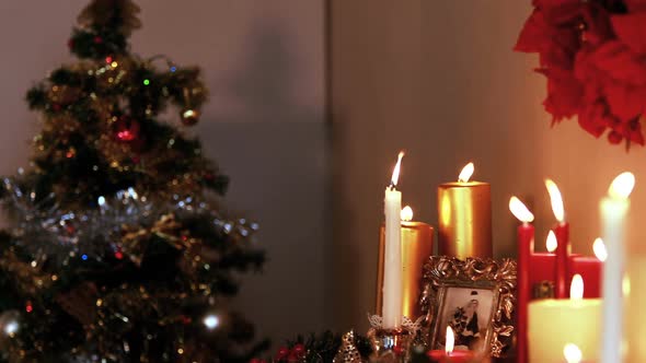 Christmas tree with candles and decoration