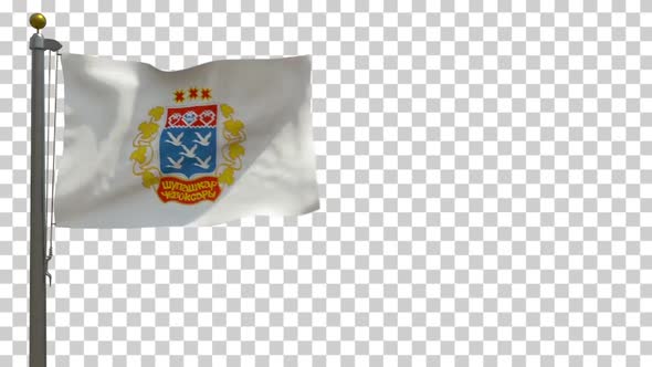 Cheboksary City Flag (Russia) on Flagpole with Alpha Channel - 4K