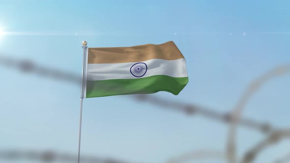 India Flag Behind Border