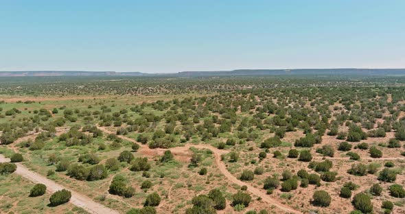 Panoramic View of Sparse Desert Like Landscape in New Mexico USA