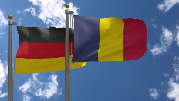 Germany Flag Vs Chad On Flagpole