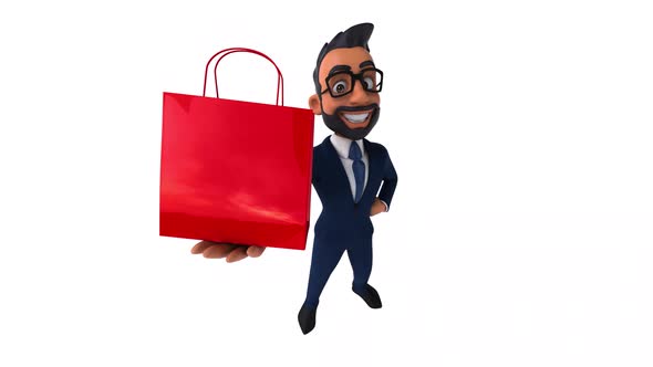 Fun 3D cartoon animation of an indian businessman