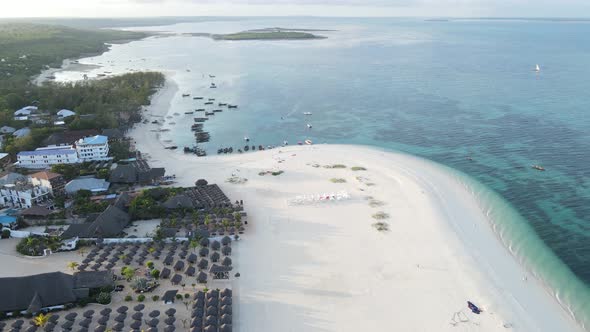 Aerial View of the Beach on Zanzibar Island Tanzania Slow Motion