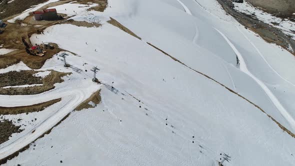 Snowy Mountains And Ski Center Aerial View 14