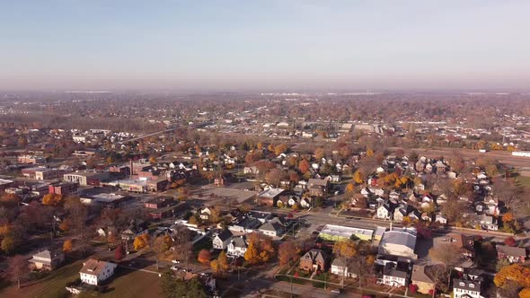 Urban Landscape Of  Trenton In Wayne County, Michigan USA During Daytime - Aerial Pullback