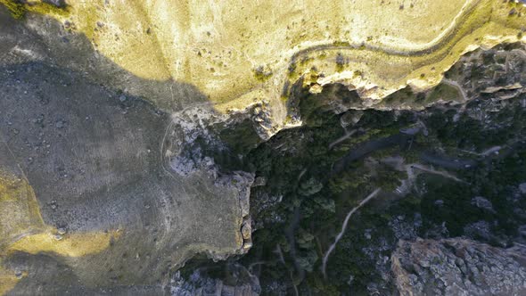 Ihlara Valley Canyon View From Air During Sunrise