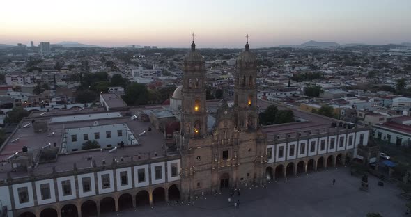 Aerial View Zapopan Cathedral Sunset Lateral