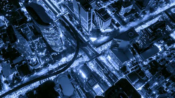 Time lapse of aerial view of intersection or junction, Bangkok Downtown. Thailand.