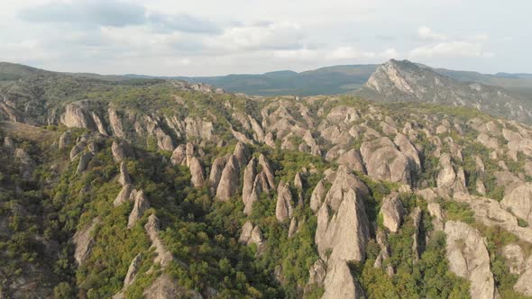 Aerial Birtvisi.Algeti River Gorge.Straight Line