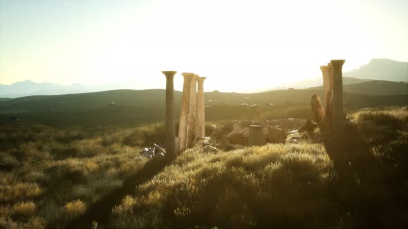 Old Roman Temple Ruins at Sunset alt