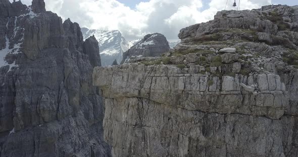 Aerial drone view of hiking in the mountains.