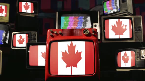 Canadian Flags and Vintage Televisions.