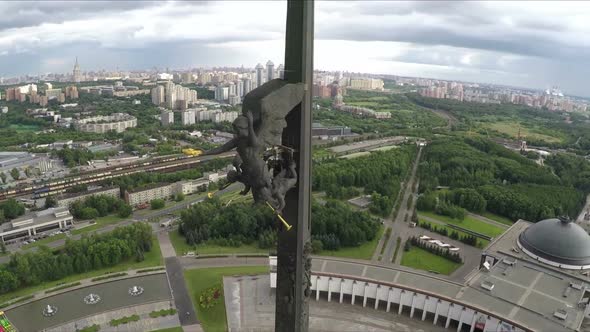 Aerial Shot of Victory Monument on Poklonnaya Hill, Moscow