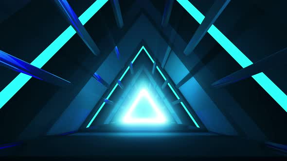 VJ LOOPS 2022- Triangle Sci fi Tunnel, Fast Moving Tunnel,  VJ Motion Background 4K Abstract Tunnel