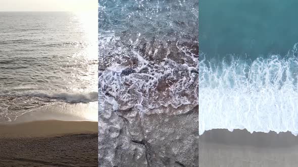 Three in One Vertical Video of the Sea Near the Shore