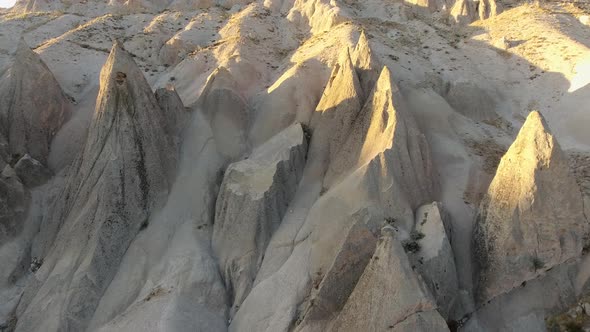 Hoodoos, Fairy Chimneys and Sedimentary Volcanic Rock Formations in Eroded Stone Valley