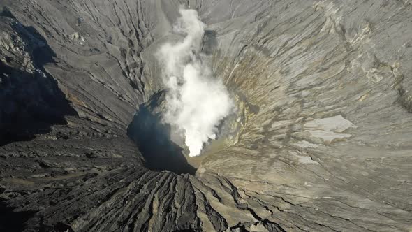 Stunning Aerial Video from the mouth of Mt Bromo Volcano, East Java, Indonesia