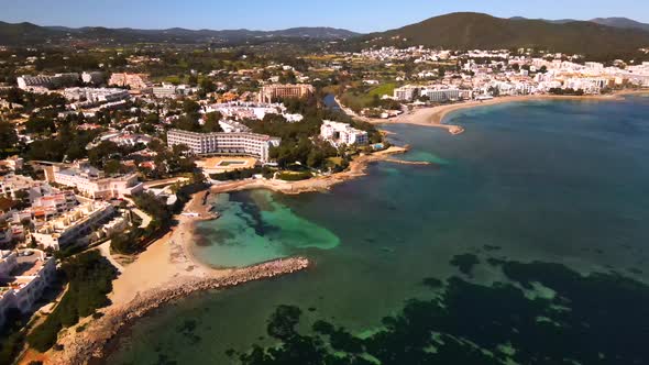 Calo de s'Alga beach in Ibiza, Spain