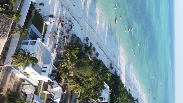 Zanzibar Tanzania  Vertical Video of the Ocean Near the Coast Slow Motion