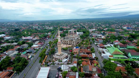 Aerial view of Al Aqsa Klaten Mosque. It is the largest mosque in Southeast Asia