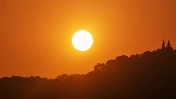 Beautiful Clear Big Sun at Sunrise or Sunset.