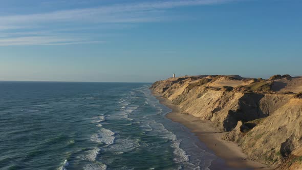 Drone Flight Over Rubjerg Knude Lighthouse Hjorring Denmark