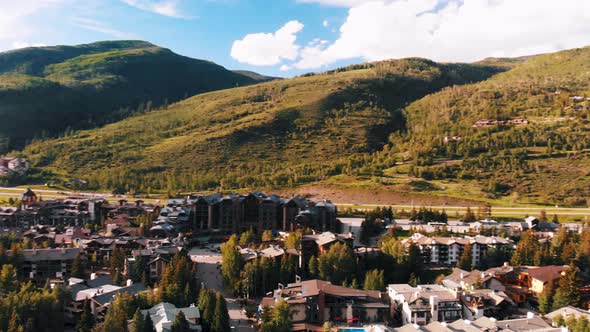 Beautiful Aerial View of Vail From Drone in Summer Season USA