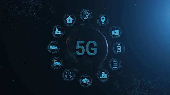 Earth 5 G Network Iot Internet Of Things Future Benefits Full Orb Dark Blue Icons