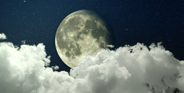Night Sky Panorama - Clouds And The Moon