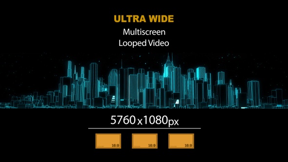 Ultra Wide HD Wireframe Rotate City alt
