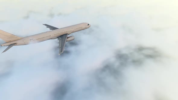 Passenger Airliner On High Clouds