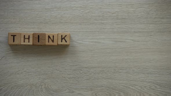 Think Green Phrase Made by Female Hands, Woman Holding Plant, Ecofriendliness