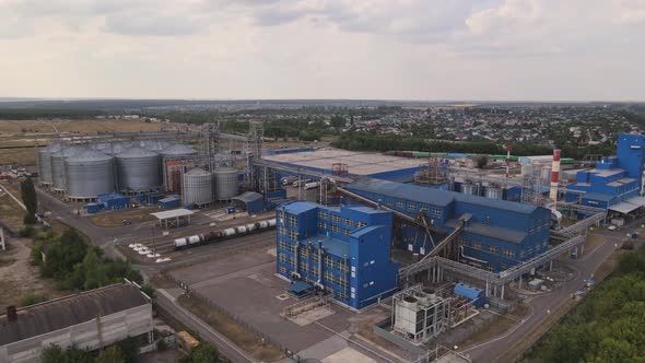 Industrial Zone with Factory or Plant Processing of Sunflower Oil and Oilseed