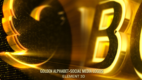 Alphabet 3d Gold-Abc & Social Media Icons