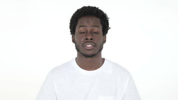 African Man Pointing at Camera White Background