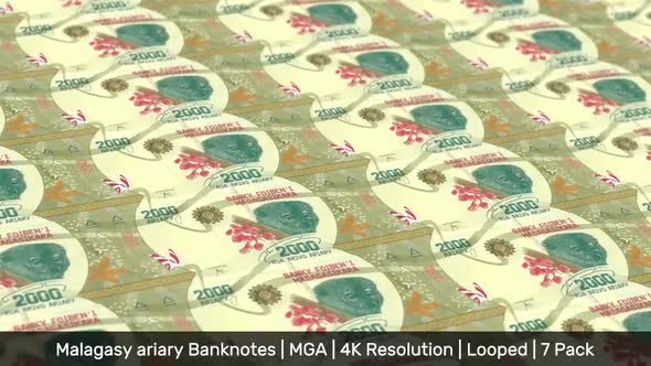 Madagascar Banknotes Money / Malagasy ariary / Currency Ar / MGA / 7 Pack - 4K