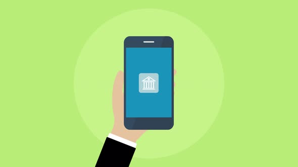 Animation of Banking on mobile , Exchange money online