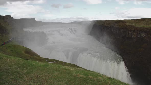 Waterfall In Iceland Is Famous Tourist Landmark Destination