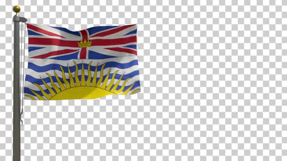 British Columbia Flag (Canada) on Flagpole with Alpha Channel - 4K