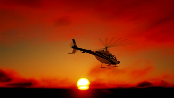 Helicopter Sunset Landscape 