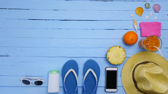 stop motion objects on a beach and office working.