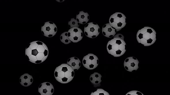Many soccer balls falling down