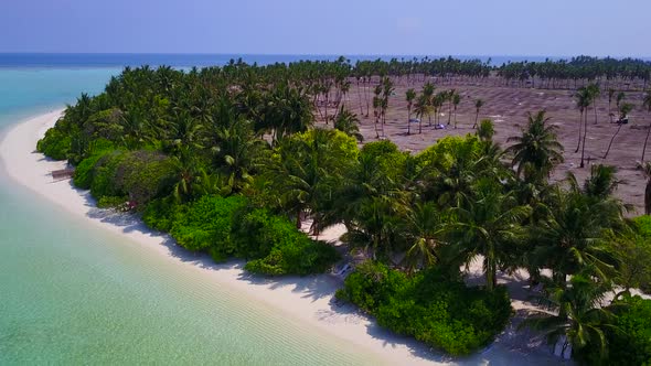 Aerial sky of marine tourist beach time by blue sea and sand background