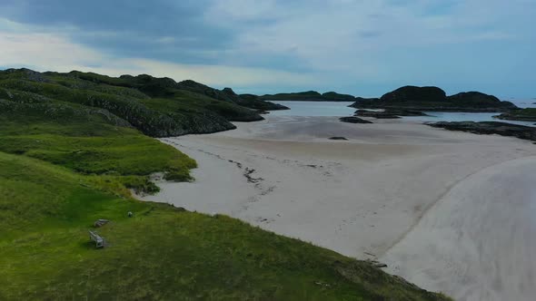 Fast Drone Passover of The Sea and Beach on The Isle of Mull