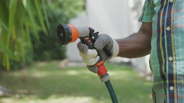 Senior man gardening on a sunny day