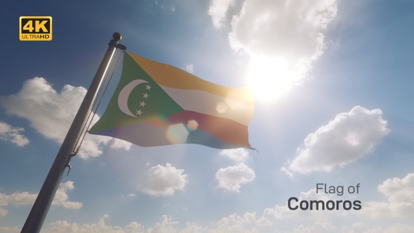 Comoros Flag on a Flagpole V2 - 4K