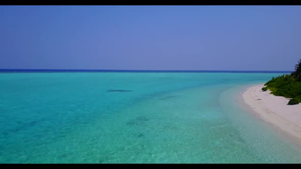 Aerial above nature of exotic sea view beach lifestyle by clear sea with white sandy background of a